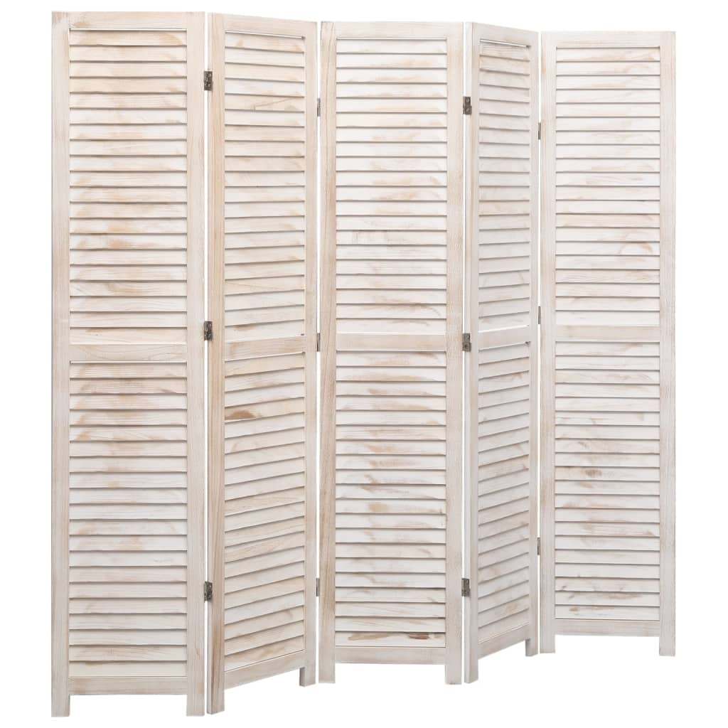 5-Panel Room Divider White 175x165 cm Wood