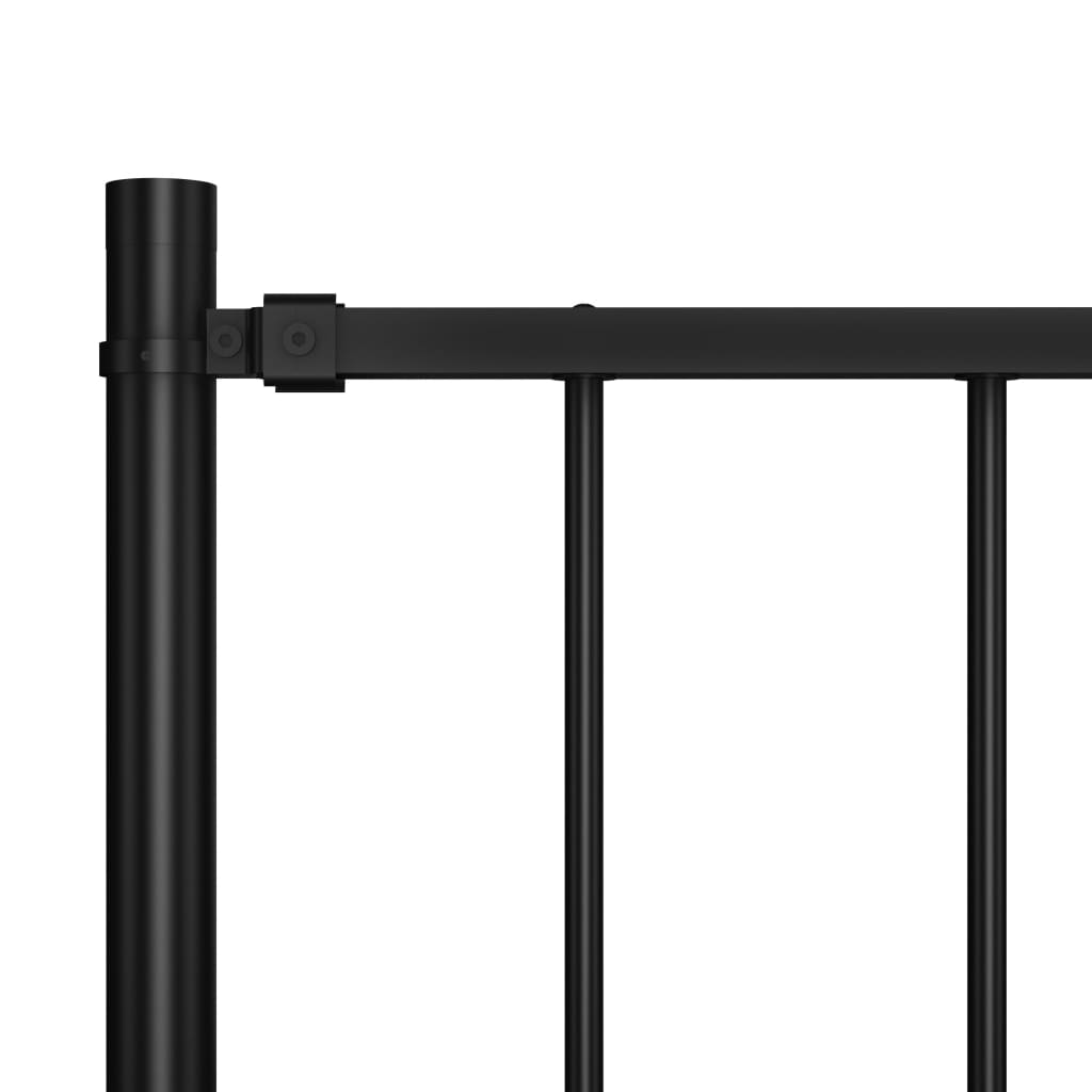Fence Panel with Posts Powder-coated Steel 1.81x1.25 m Black