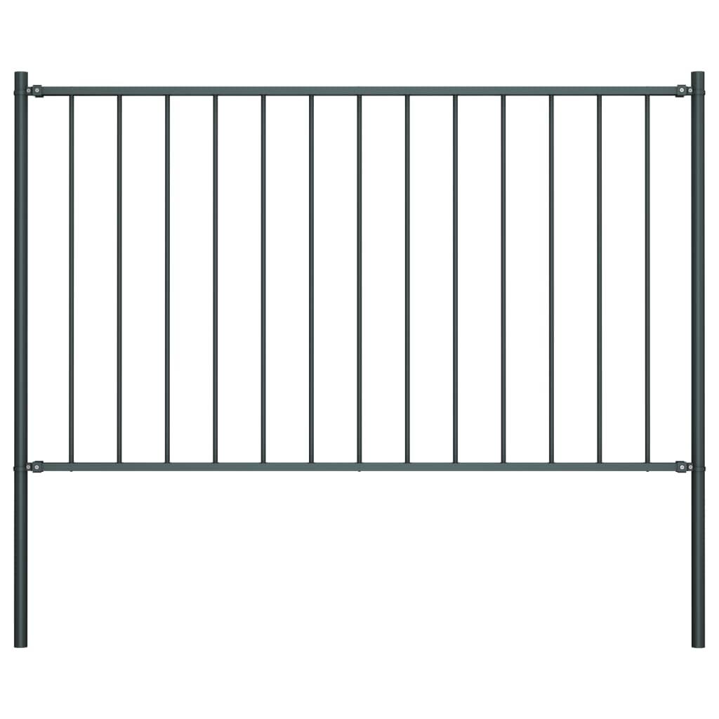 Fence Panel with Posts Powder-coated Steel 1.81x1 m Anthracite