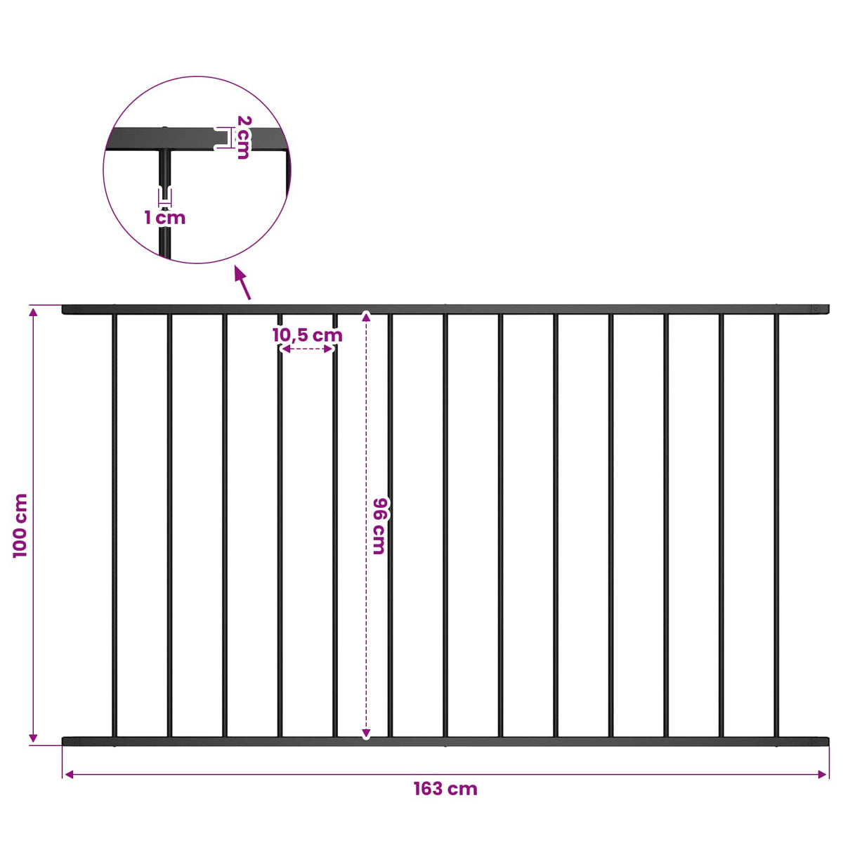 Fence Panel "Woerden" Powder-coated Steel 163x100 cm Black