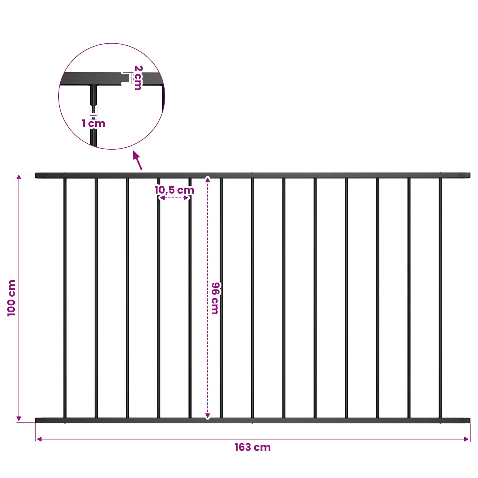 Fence Panel "Woerden" Powder-coated Steel 163x100 cm Black