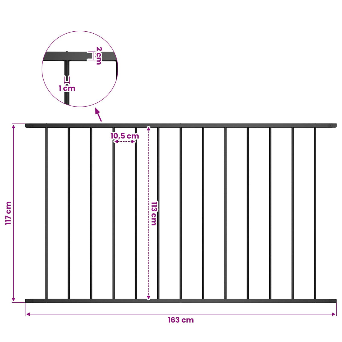 Fence Panel "Woerden" Powder-coated Steel 163x117 cm Black