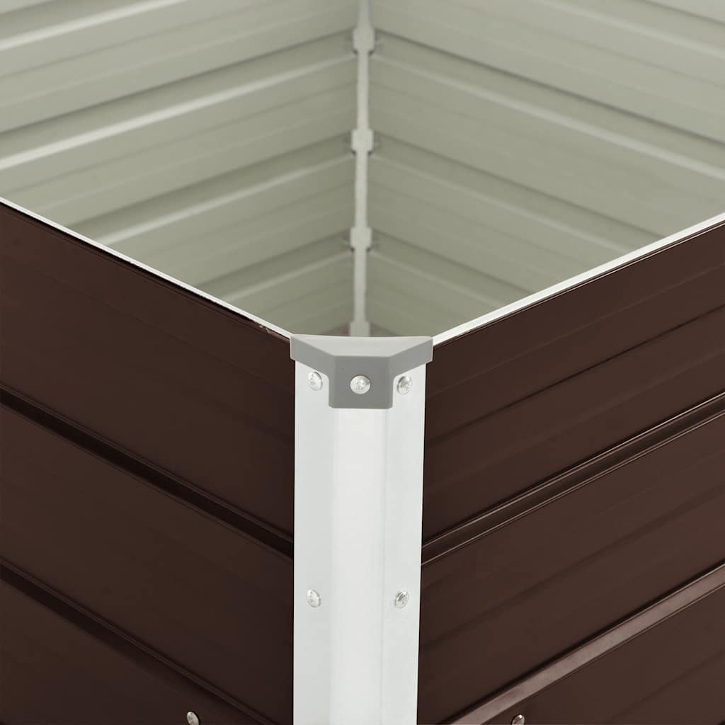 Raised Garden Bed Brown 100x100x77 cm Galvanised Steel