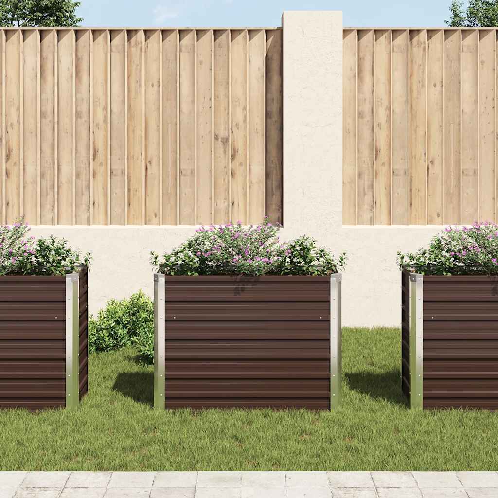 Garden Raised Bed Brown 100x40x77 cm Galvanised Steel