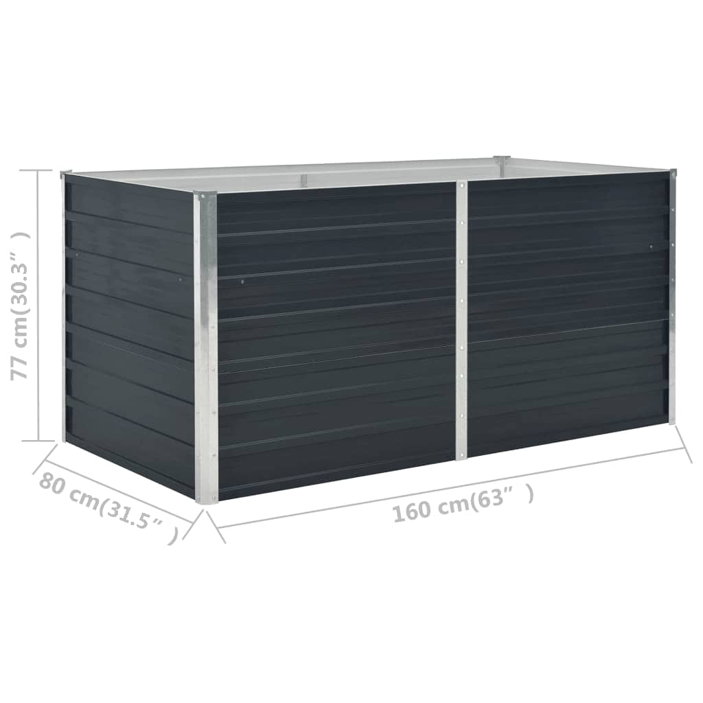 Raised Garden Bed Anthracite 160x80x77 cm Galvanised Steel