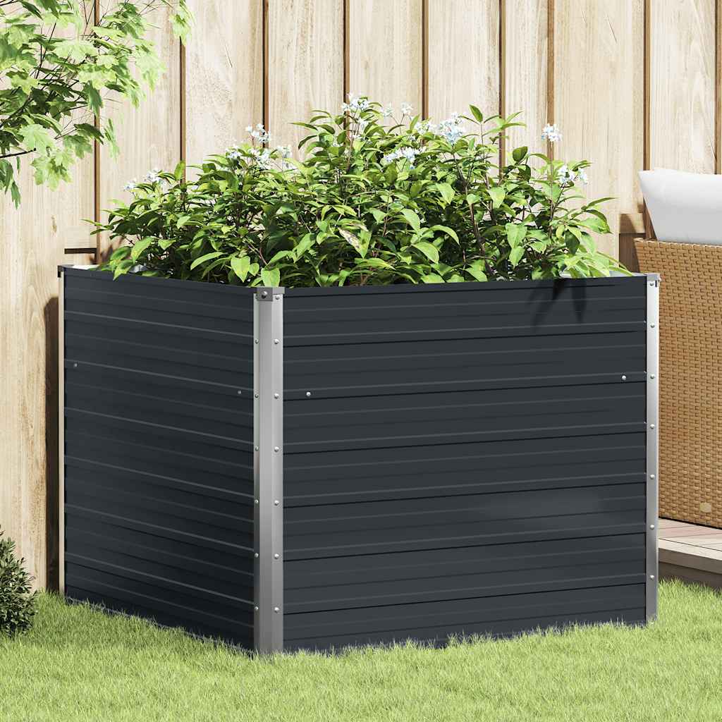 Raised Garden Bed Anthracite 100x100x77 cm Galvanised Steel