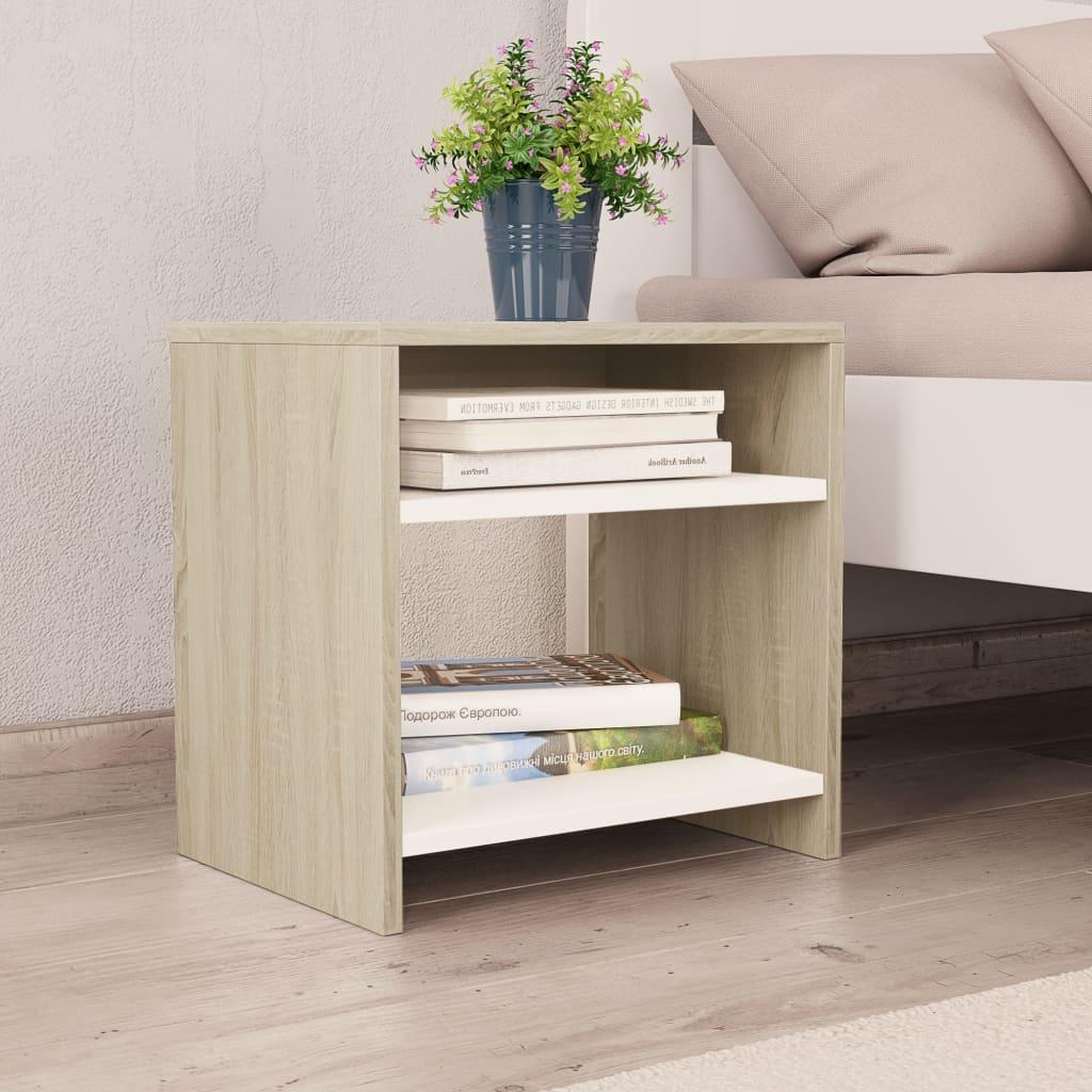 Bedside Cabinets 2 pcs White and Sonoma Oak 40x30x40 cm