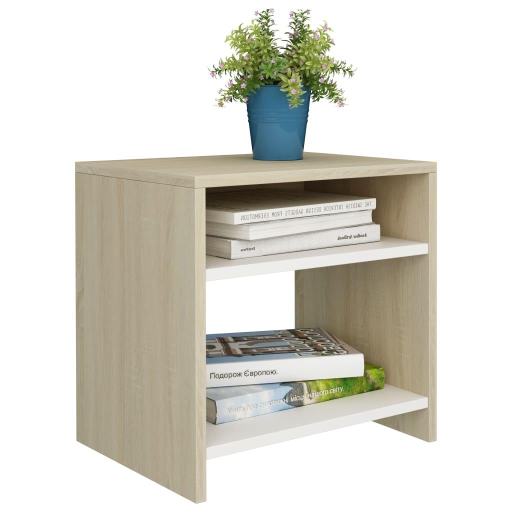 Bedside Cabinets 2 pcs White and Sonoma Oak 40x30x40 cm