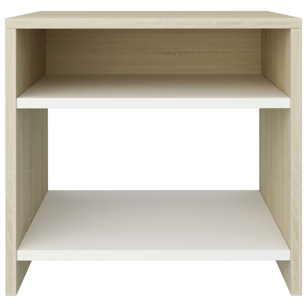 Bedside Cabinets 2 pcs White and Sonoma Oak 40x30x40 cm