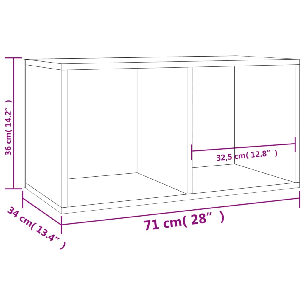 Vinyl Storage Box Sonoma Oak 71x34x36 cm Engineered Wood