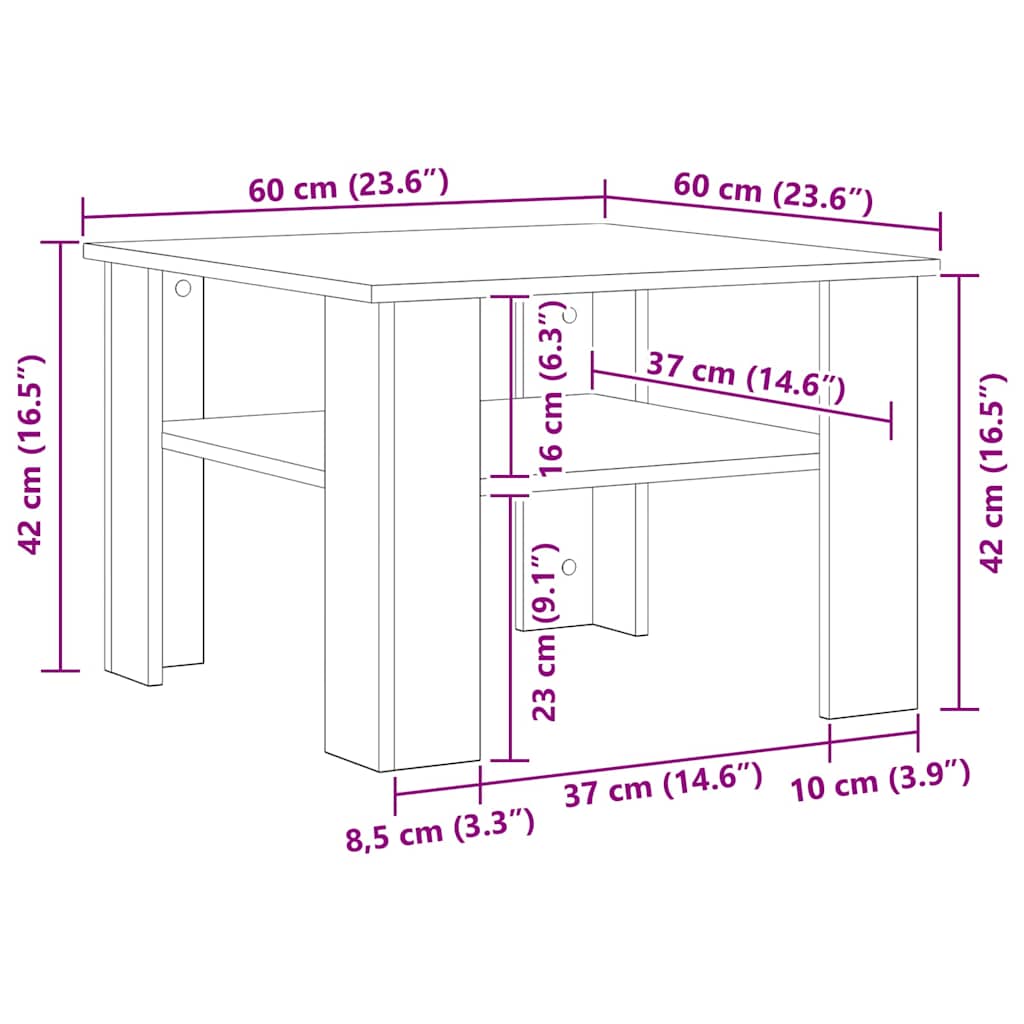 Coffee Table White 60x60x42 cm Engineered Wood