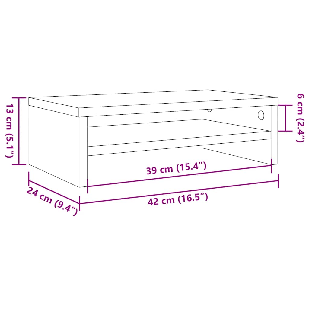 Monitor Stand White 42x24x13 cm Engineered Wood
