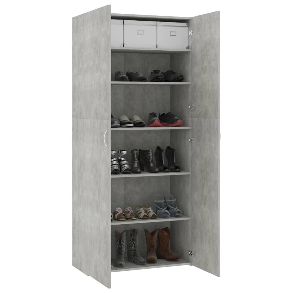 Shoe Cabinet Concrete Grey 80x35.5x180 cm Engineered Wood