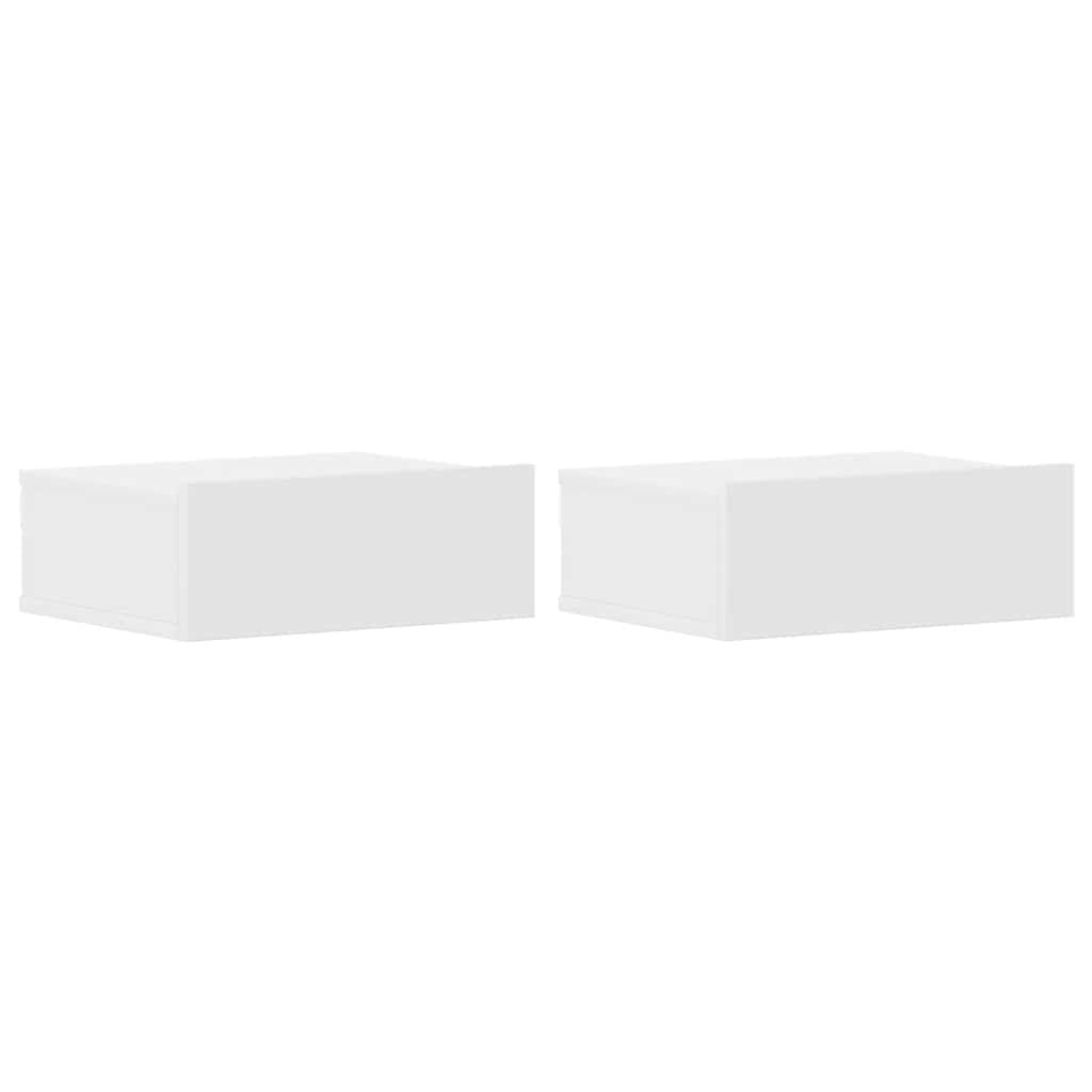 Floating Nightstands 2 pcs White 40x30x15cm Engineered Wood