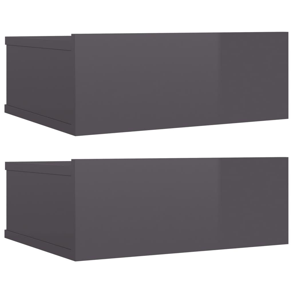 Floating Nightstands 2 pcs High Gloss Grey 40x30x15 cm Engineered Wood