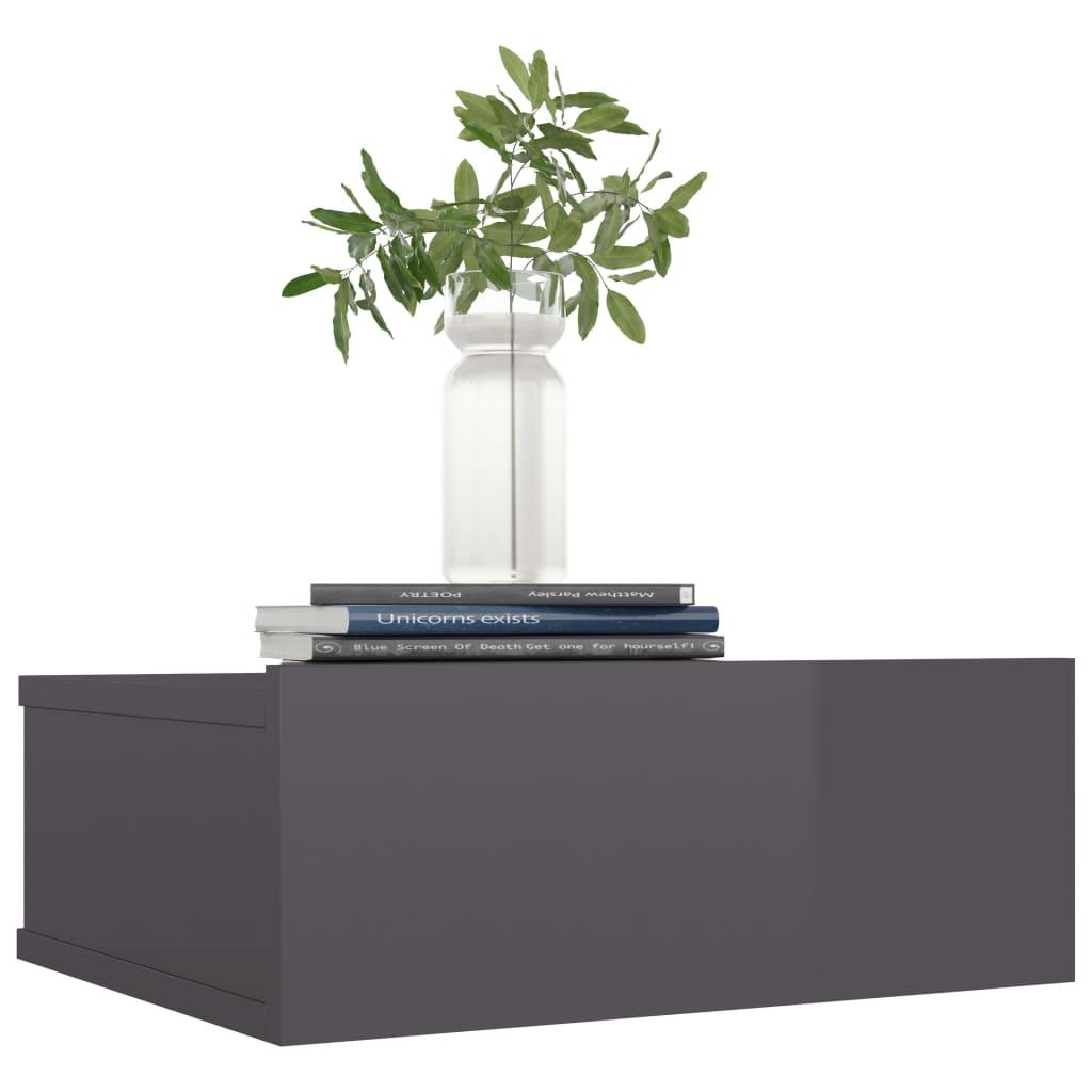Floating Nightstands 2 pcs High Gloss Grey 40x30x15 cm Engineered Wood