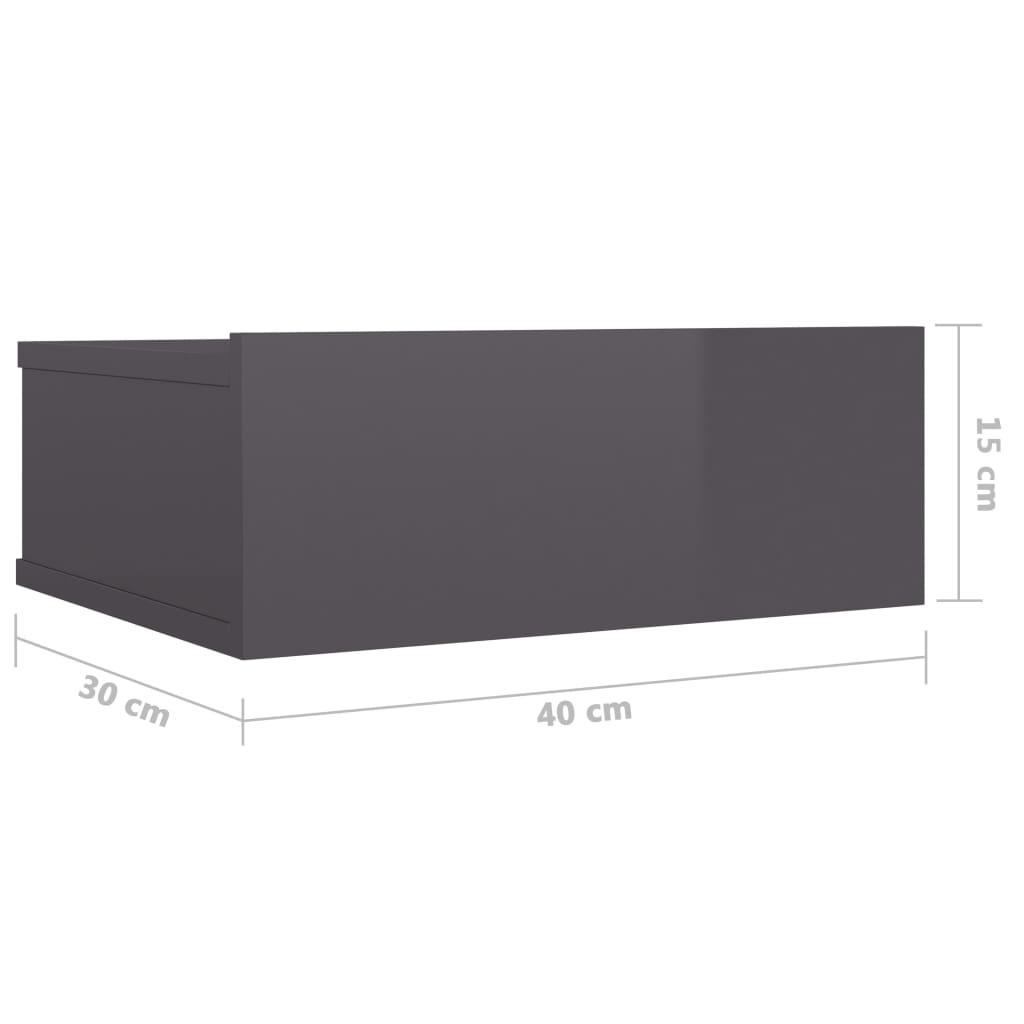 Floating Nightstands 2 pcs High Gloss Grey 40x30x15 cm Engineered Wood
