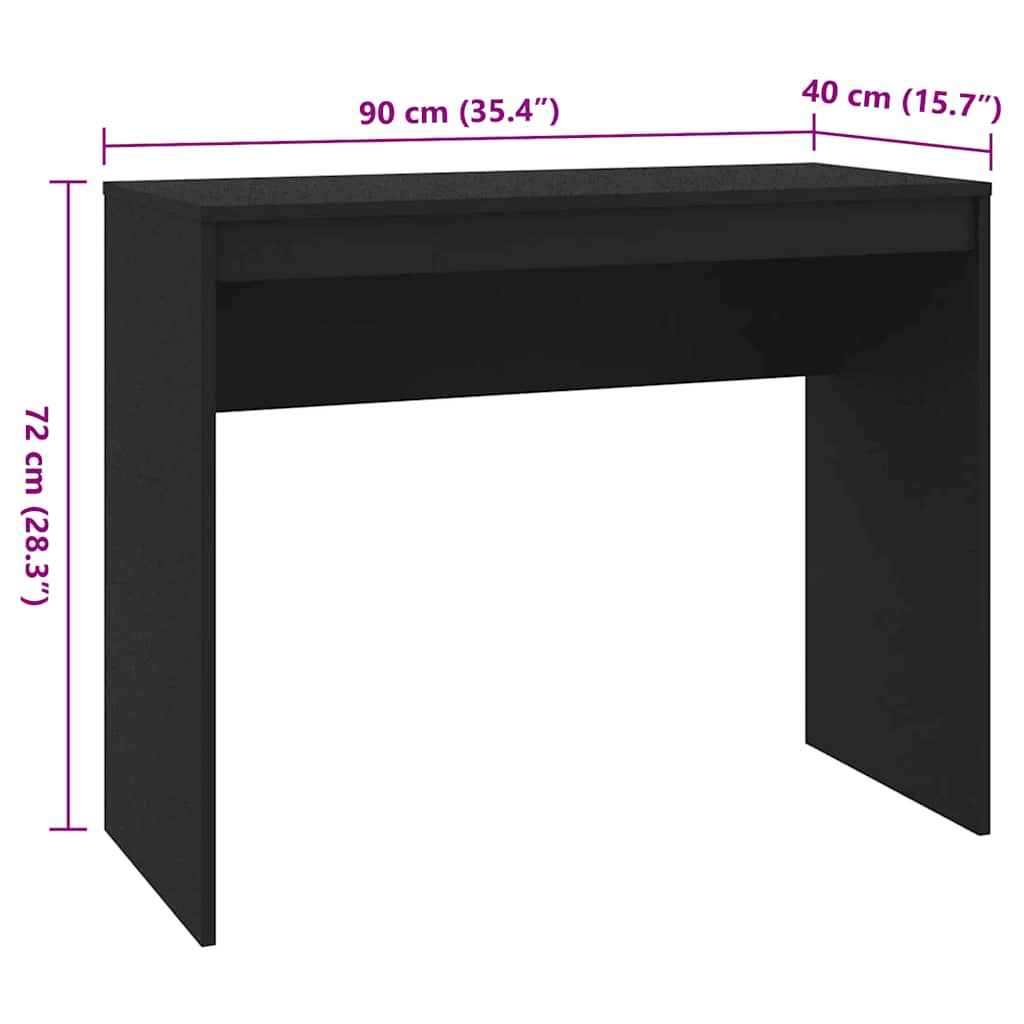 Desk Black 90x40x72 cm Engineered Wood