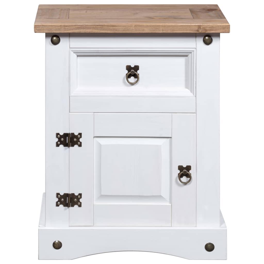 Bedside Cabinet Mexican Pine Corona Range White 53x39x67 cm