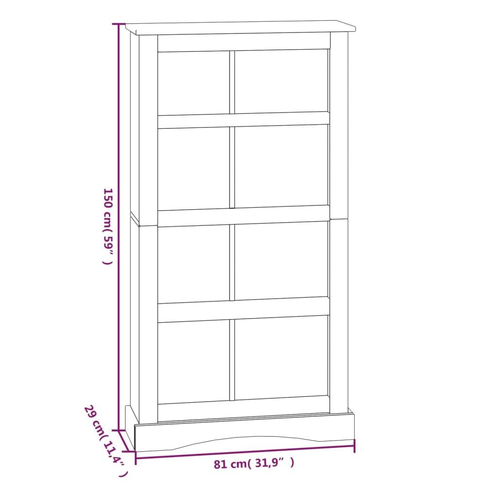 4-Tier Bookcase Mexican Pine Corona Range White 80x29x150 cm