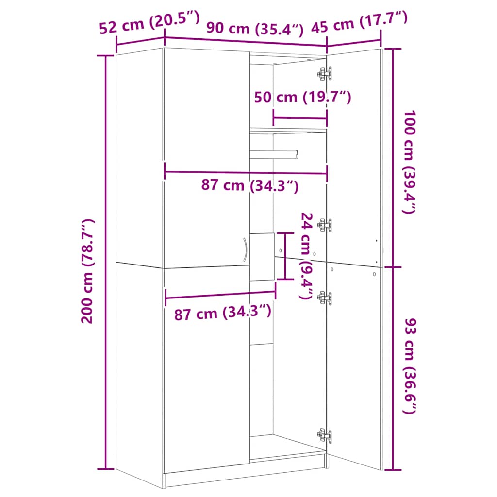 Wardrobe White 80x50x171.5 cm Solid Pine Panama Range