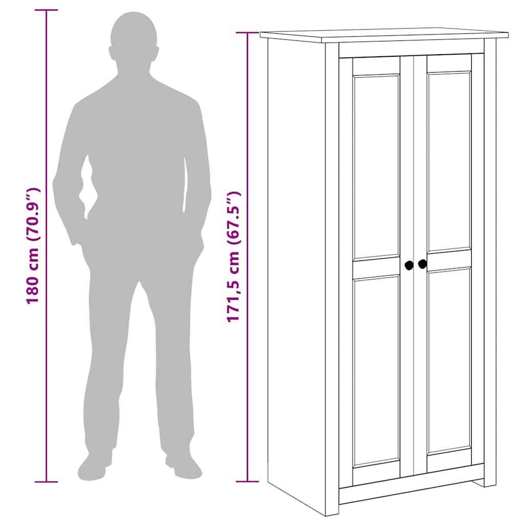 Wardrobe White 80x50x171.5 cm Solid Pine Panama Range