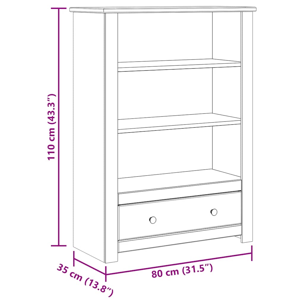 Bookcase 80x35x110 cm Solid Pine Wood Panama Range