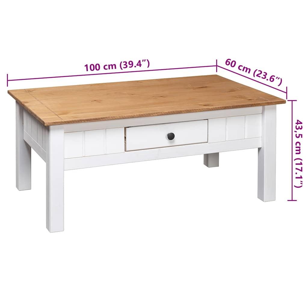 Coffee Table White 100x60x45 cm Solid Pine Wood Panama Range