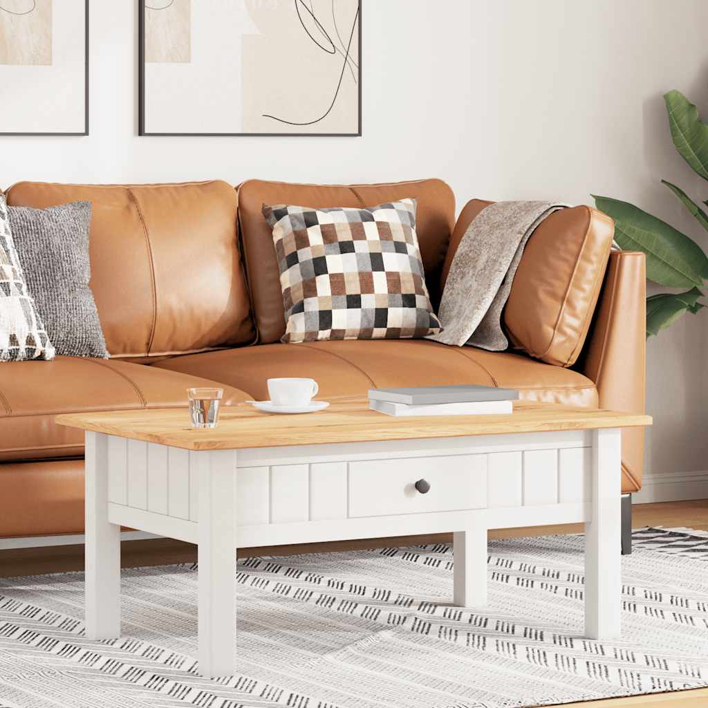 Coffee Table White 100x60x43.5 cm Solid Pine Wood Panama Range