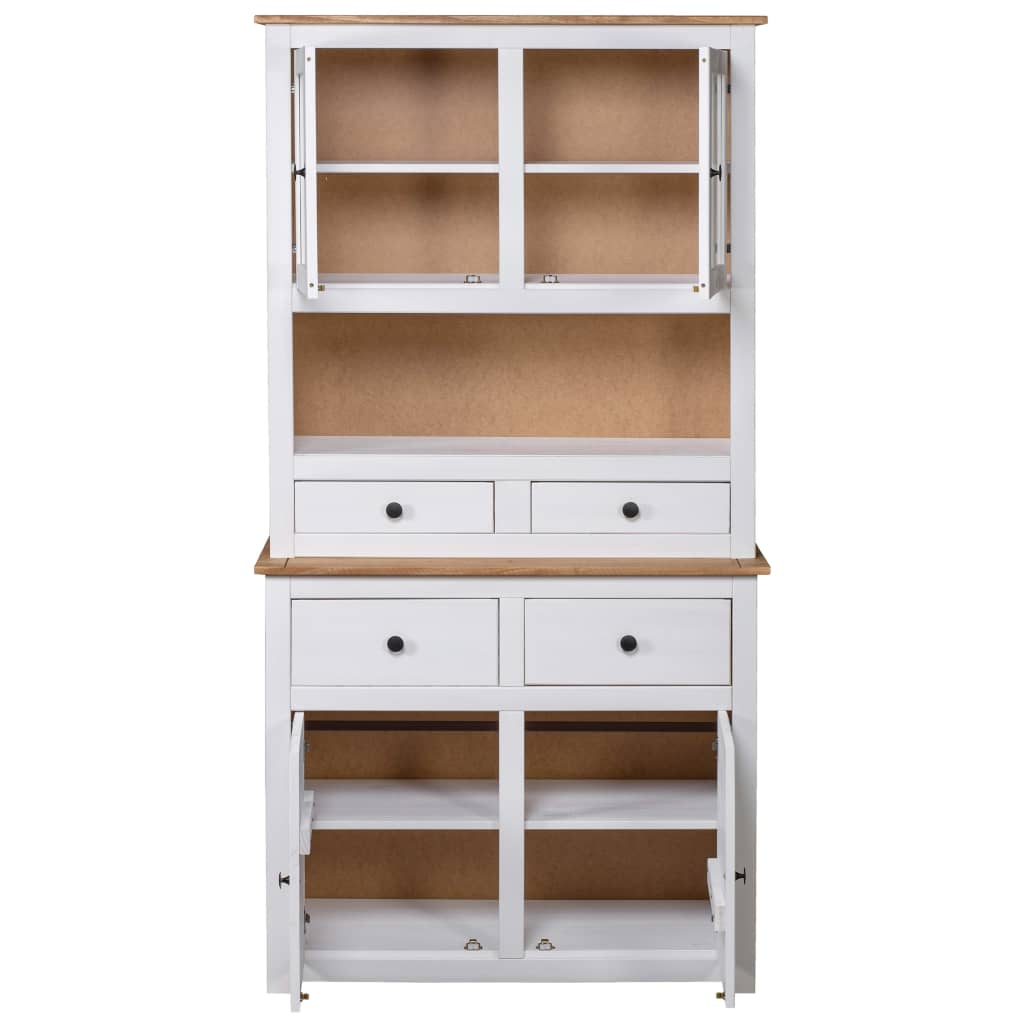 Highboard White 93x40.5x180 cm Solid Pinewood Panama Range