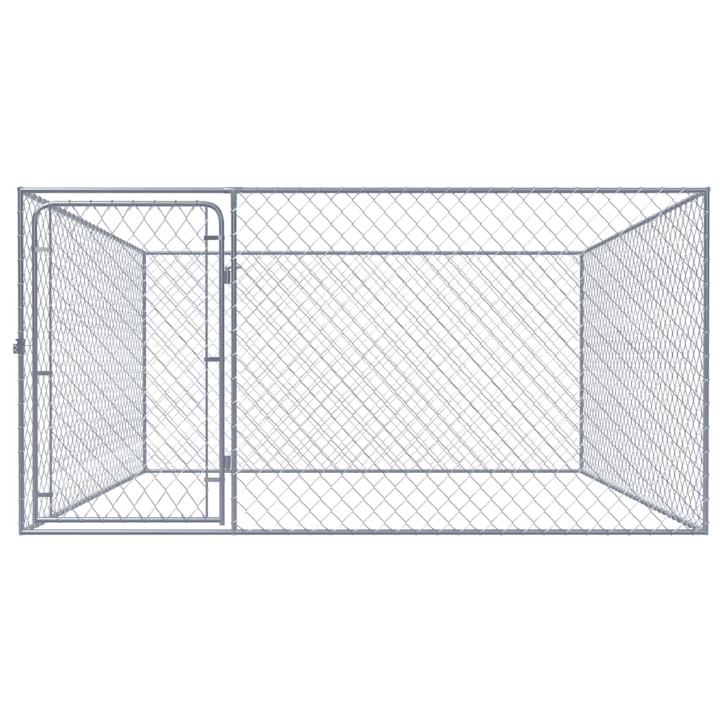 Outdoor Dog Kennel Galvanised Steel 2x2x1 m
