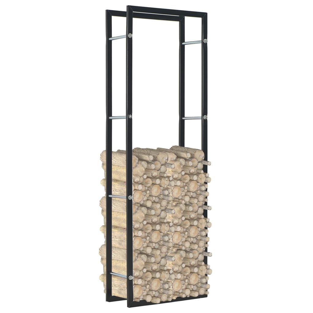 Firewood Rack Black 50x20x150 cm Steel