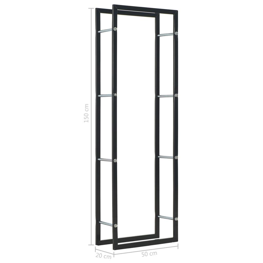Firewood Rack Black 50x20x150 cm Steel