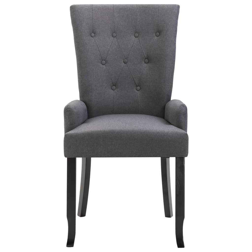 Dining Chairs with Armrests 2 pcs Dark Grey Fabric