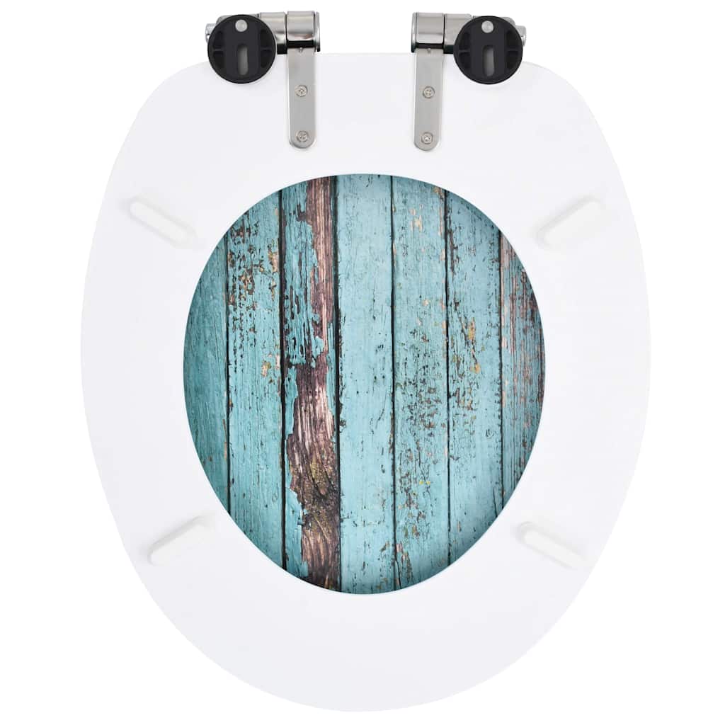 WC Toilet Seats 2 pcs with Soft Close Lids MDF Old Wood Design