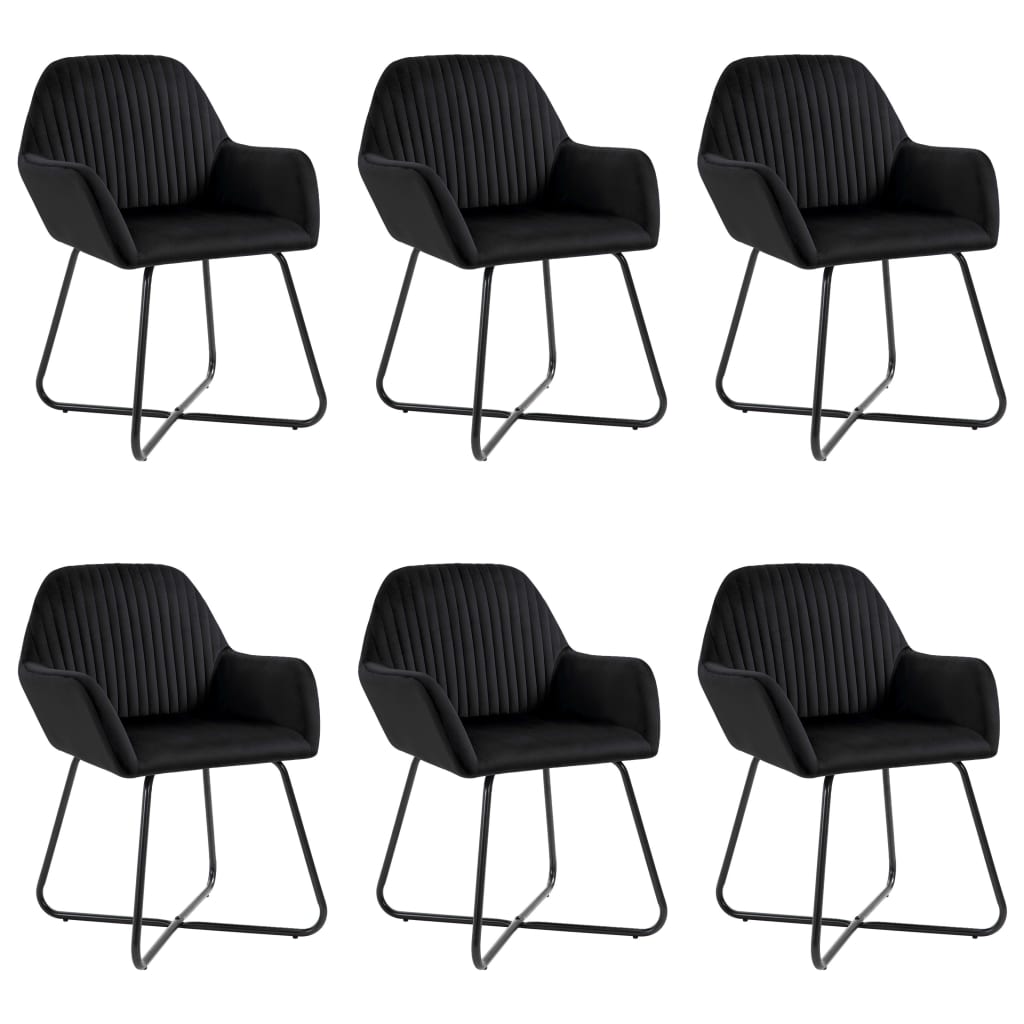 Dining Chairs 6 pcs Black Velvet