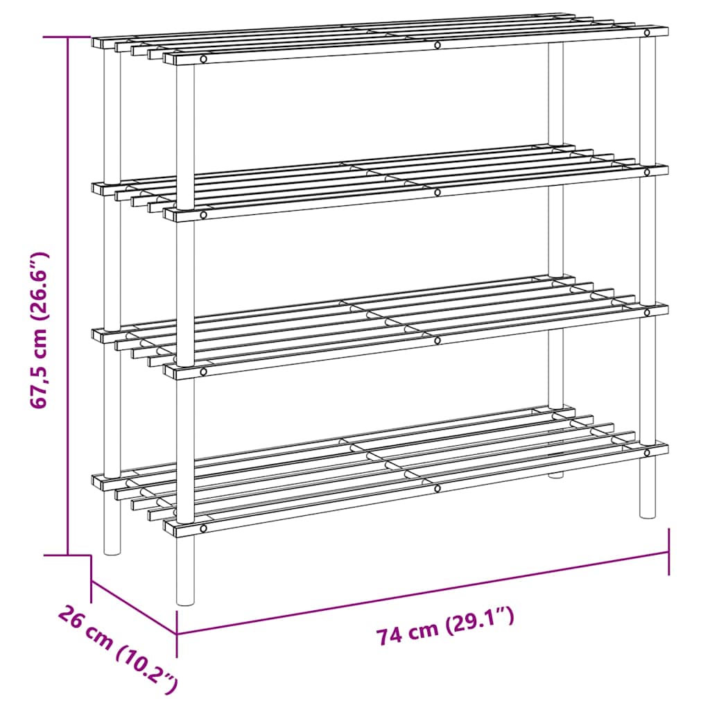 4-Tier Shoe Rack Solid Fir Wood