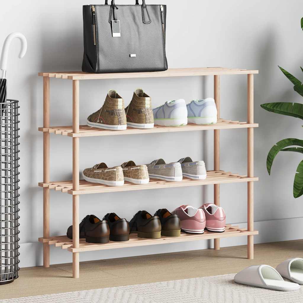 4-Tier Shoe Rack Solid Fir Wood