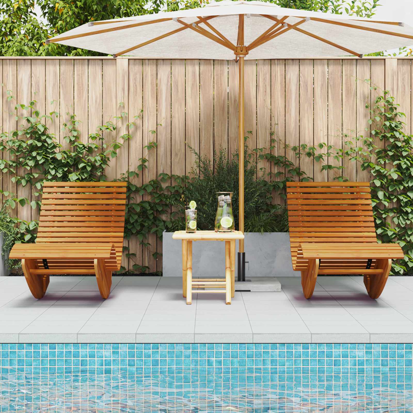 Rocking Sun Loungers 2 pcs Solid Wood Acacia