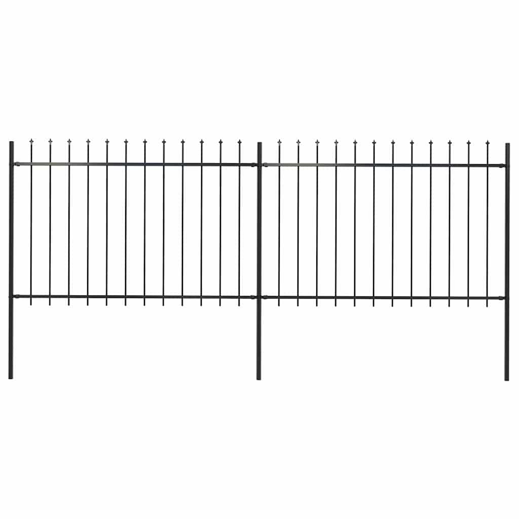 Garden Fence with Spear Top Steel 3.4 m Black