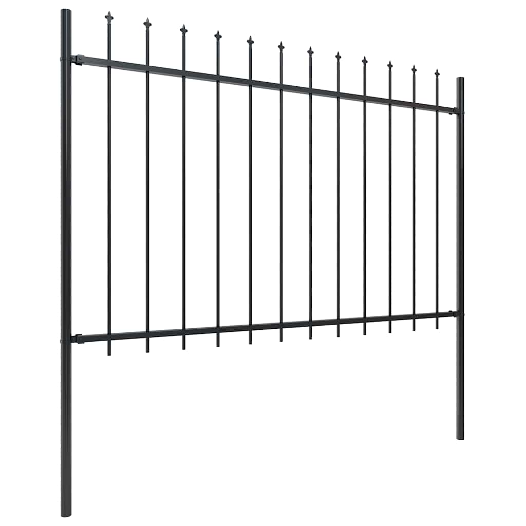 Garden Fence with Spear Top Steel 537x120 cm Black