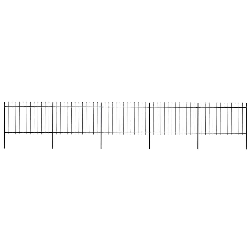 Garden Fence with Spear Top Steel 892.5x120 cm Black
