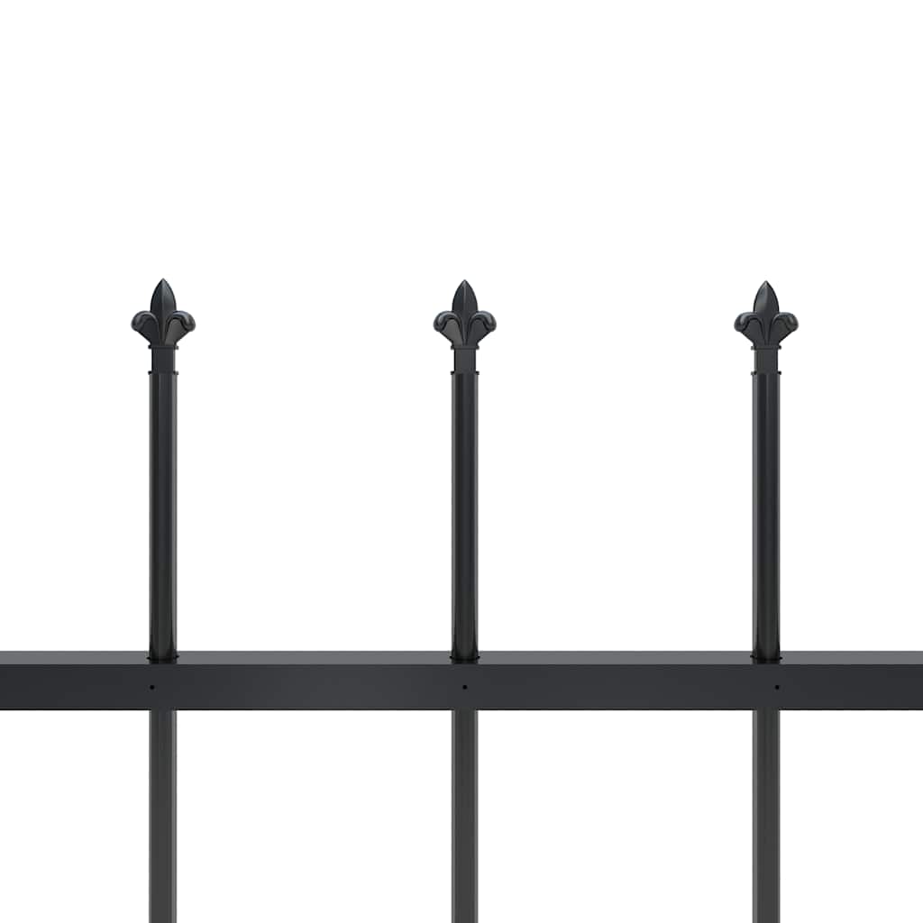 Garden Fence with Spear Top Steel 892.5x120 cm Black