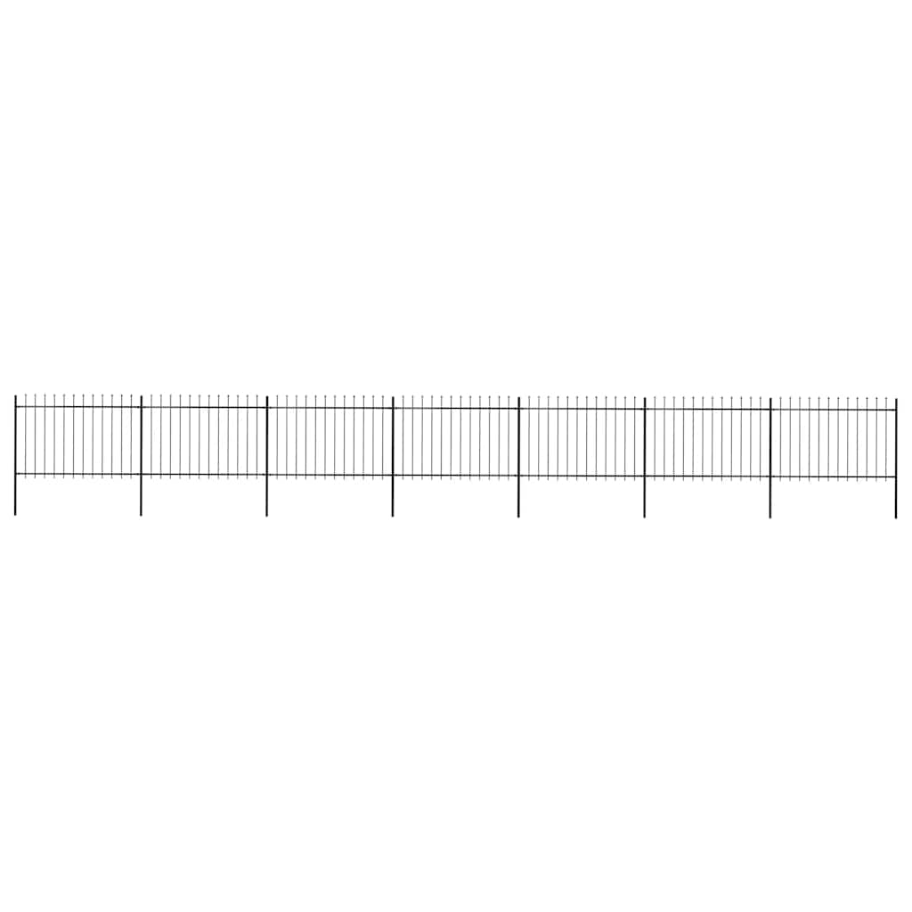 Garden Fence with Spear Top Steel 1248x120 cm Black