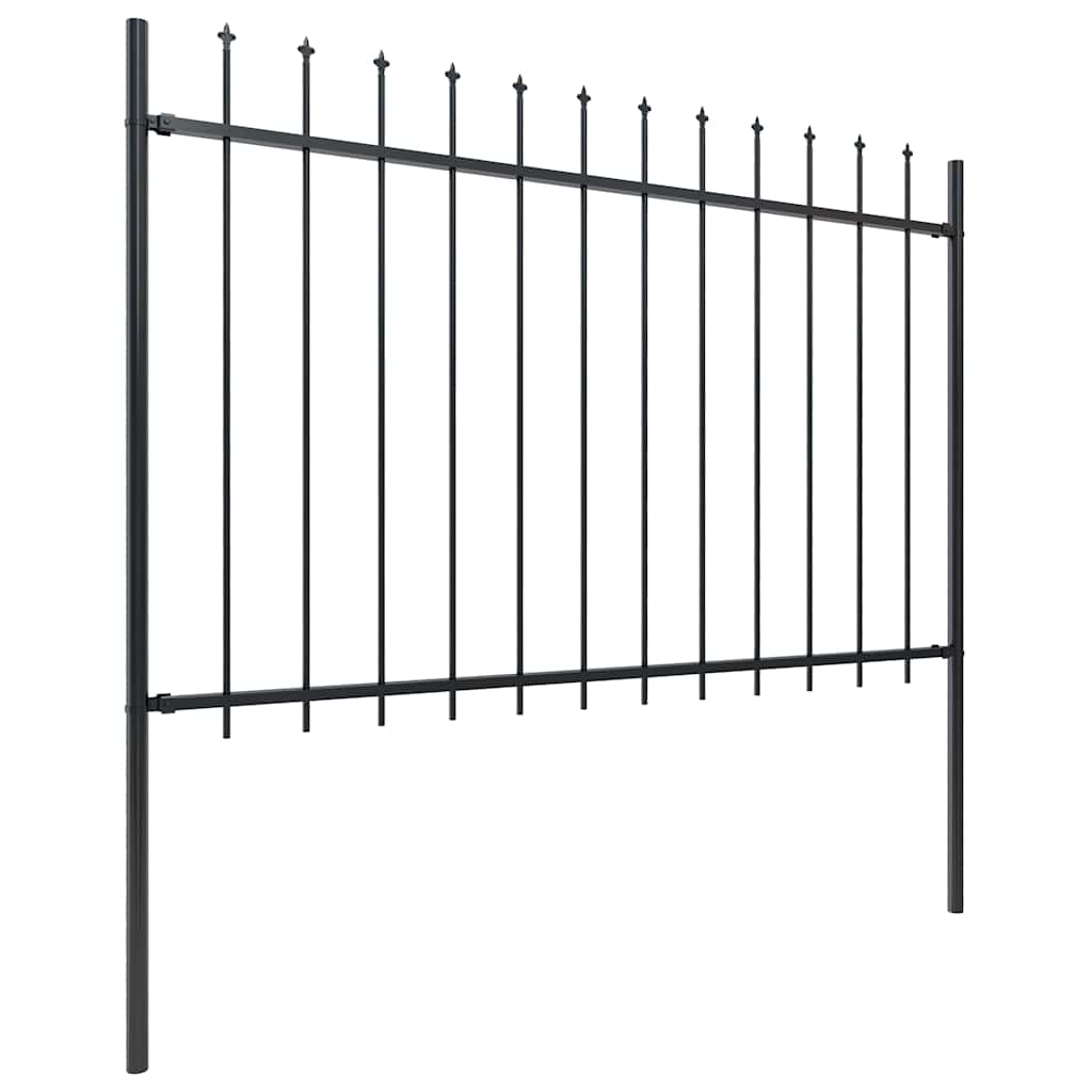 Garden Fence with Spear Top Steel 1248x120 cm Black