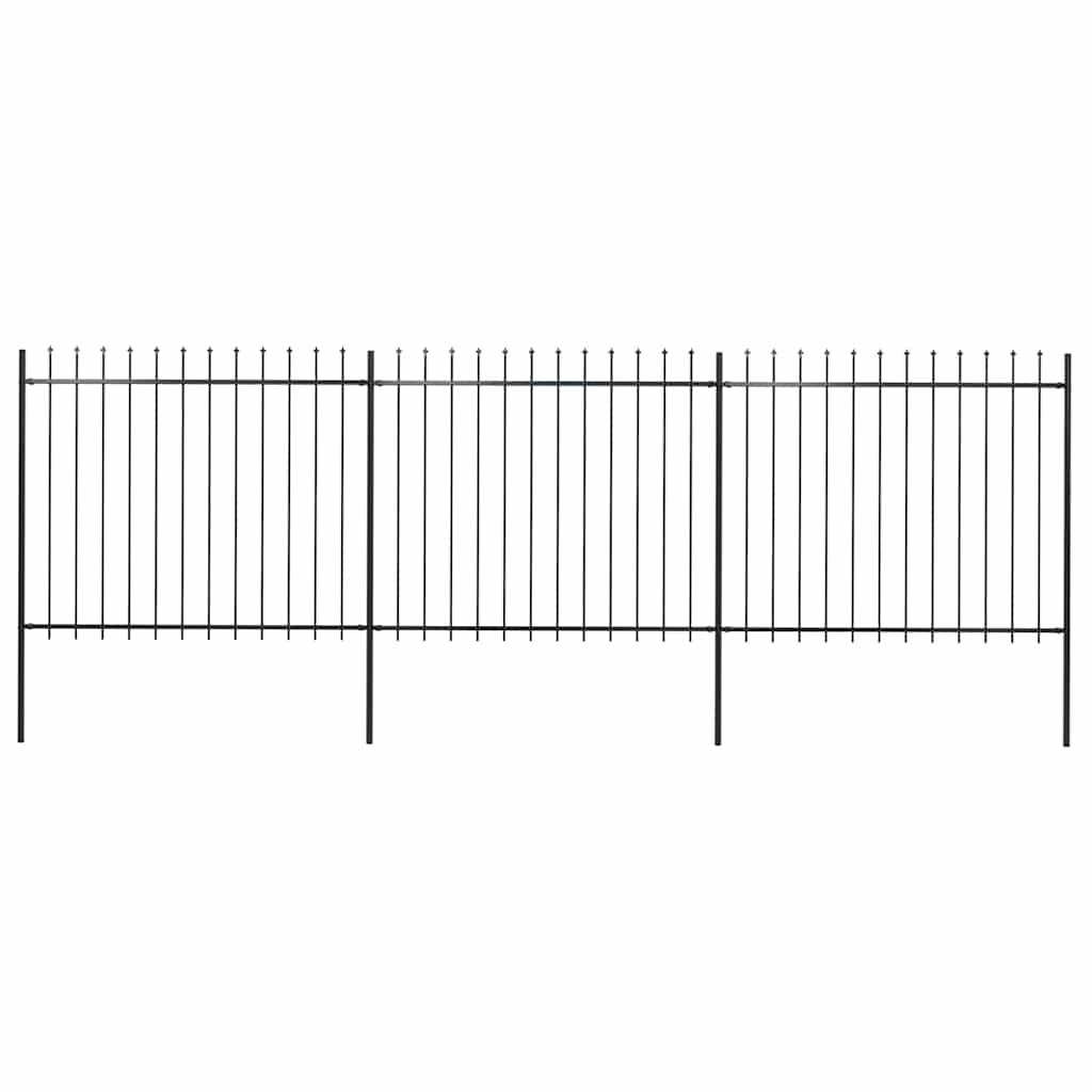Garden Fence with Spear Top Steel 537x150 cm Black