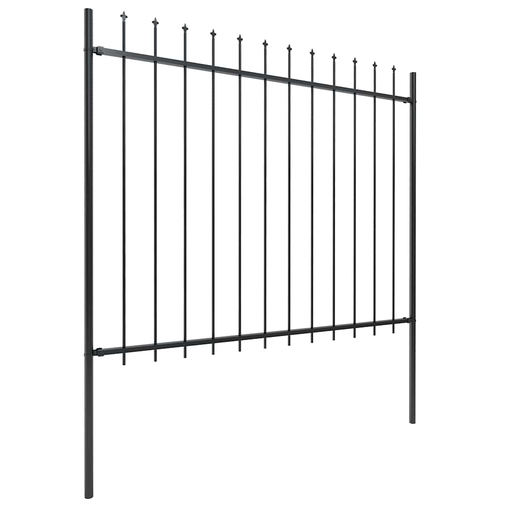 Garden Fence with Spear Top Steel 537x150 cm Black