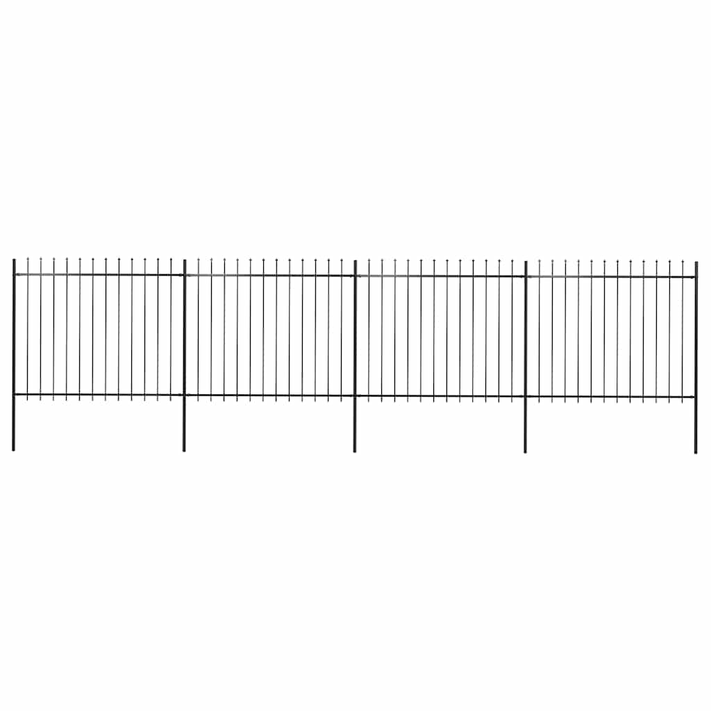 Garden Fence with Spear Top Steel 714.5x150 cm Black
