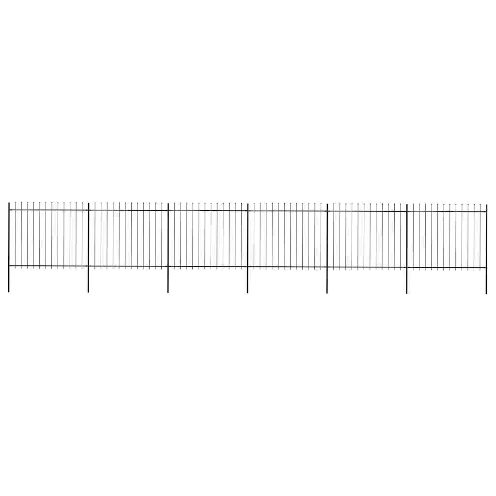Garden Fence with Spear Top Steel 1070x150 cm Black