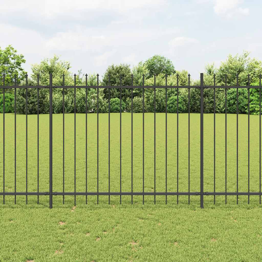 Garden Fence with Spear Top Steel 1070x150 cm Black